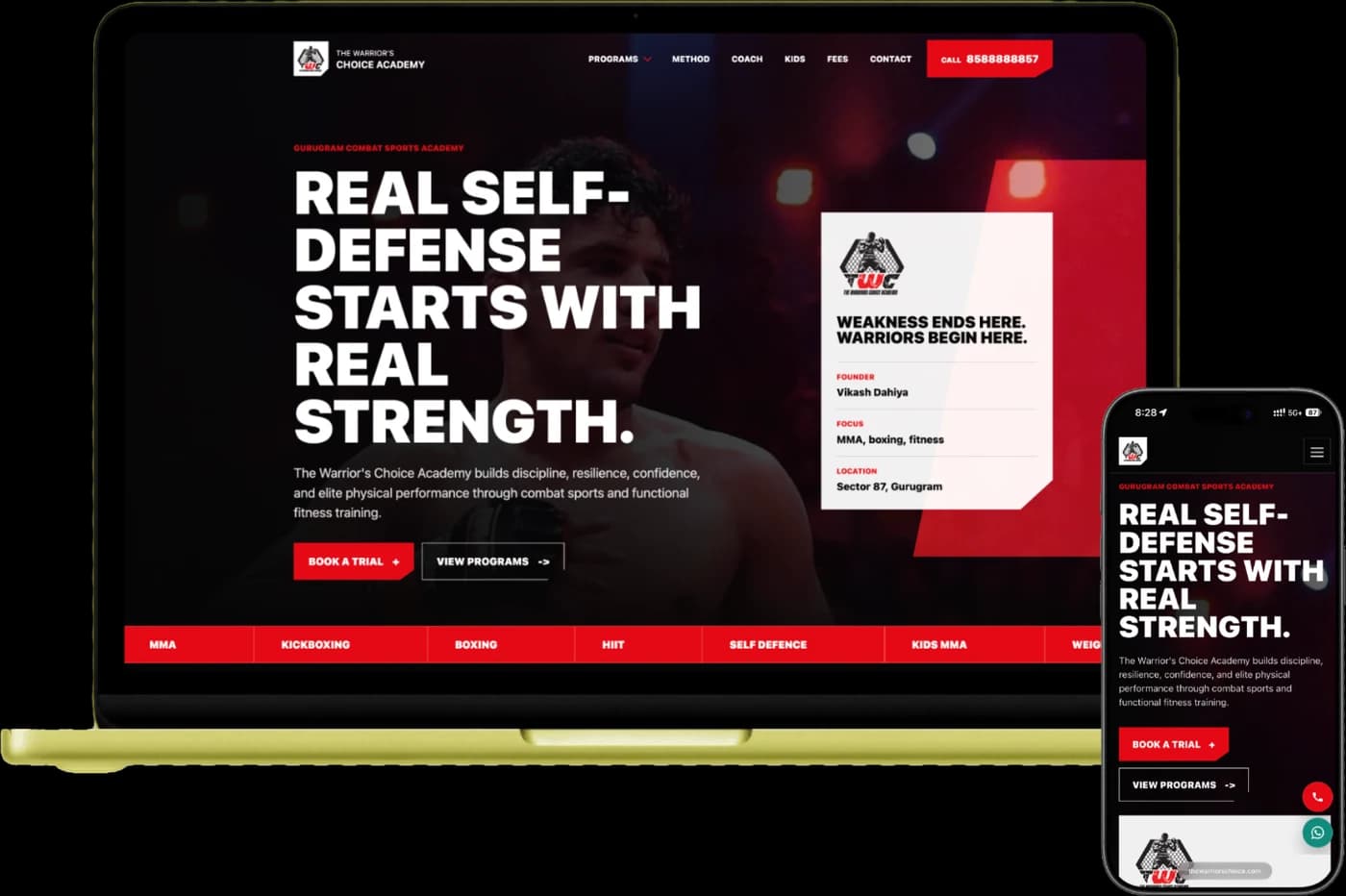 The Warrior's Choice Academy website desktop & mobile design by Brandomize